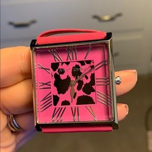 Betsey Johnson pink leopard print watch